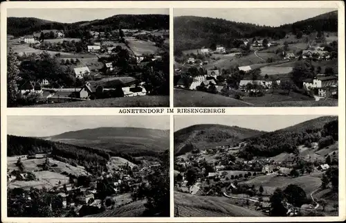 Ak Jagniątków Agnetendorf Hirschberg Riesengebirge Schlesien, Ortschaft mit Umgebung