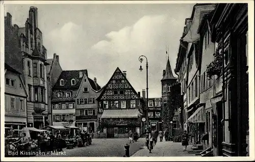 Ak Bad Kissingen Unterfranken Bayern, Marktplatz, Geschäfte