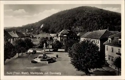 Ak Suhl in Thüringen, Marktplatz, Domberg, Brunnen