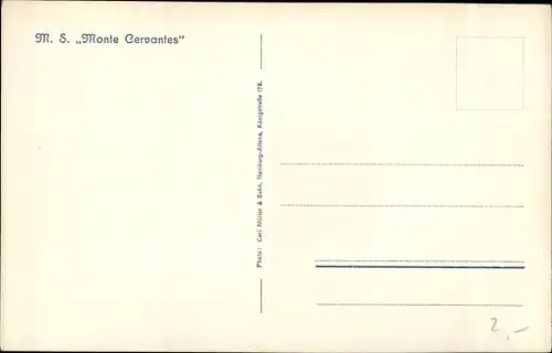 Ak Dampfschiff MS Monte Cervantes, HSDG