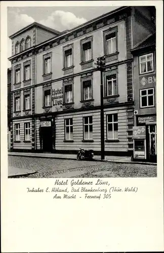 Ak Bad Blankenburg in Thüringen, Hotel Goldener Löwe