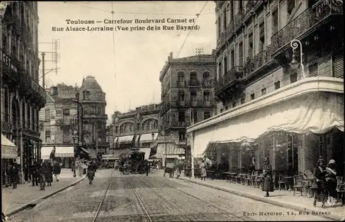Ak Toulouse Haute Garonne, Carrefour Boulevard Carnot et Rue Alsace Lorraine