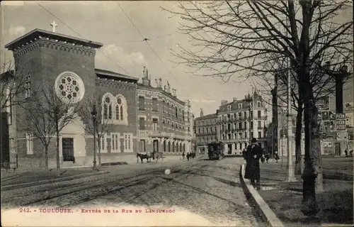 Ak Toulouse Haute Garonne, Entree de la Rue du Languedoc