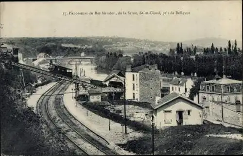 Ak Bas Meudon Hauts de Seine, Panorama, La Seine, Saint Cloud