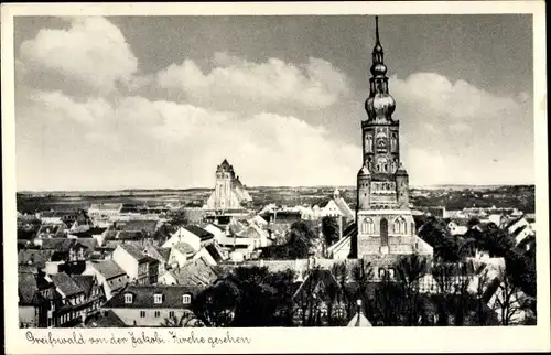 Ak Hansestadt Greifswald, Blick von der Jakobikirche auf die Stadt