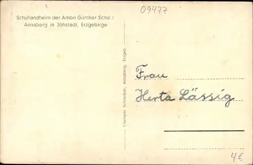 Ak Jöhstadt im Erzgebirge Sachsen, Schullandheim der Anton Günther Schule, Winter