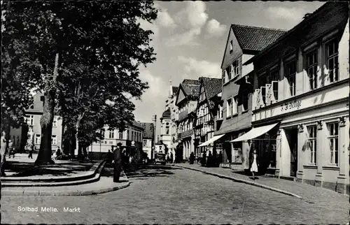 Ak Melle in Niedersachsen, Markt, Straßenpartie