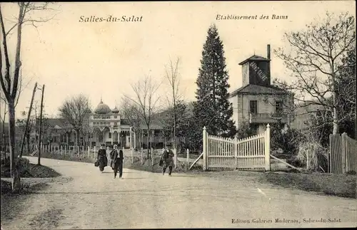 Ak Salies du Salat Haute Garonne, Vue generale, Etablissement de Bains