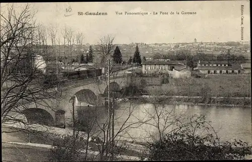 Ak Saint Gaudens Haute Garonne, Vue Panoramique, Le Ponts de la Garonne