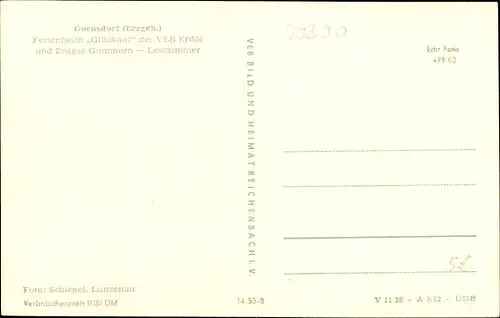 Ak Gornsdorf im Erzgebirge, Ferienheim Glückauf, Lesezimmer