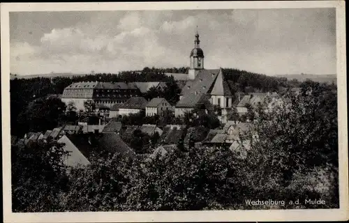 Ak Wechselburg in Sachsen, Teilansicht, Kirche