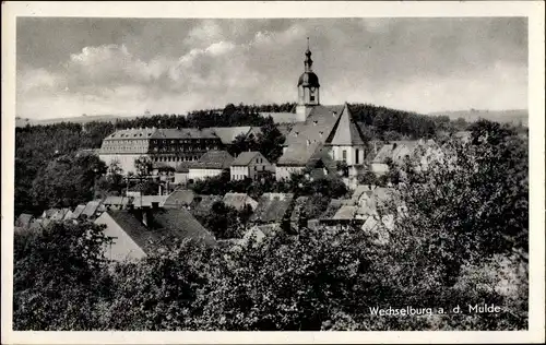 Ak Wechselburg in Sachsen, Teilansicht, Kirche