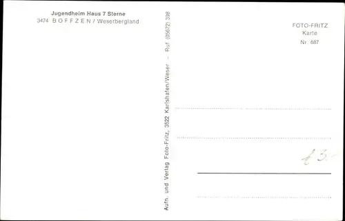 Ak Boffzen an der Oberweser, Jugendheim Haus 7 Sterne, Gartenpartie