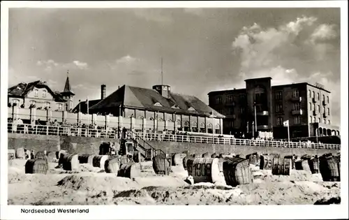 Ak Westerland auf Sylt, Strandpartie, Strandkörbe