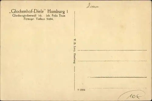 Ak Hamburg Mitte Altstadt, Glockenhof Diele, Glockengießerwall 16