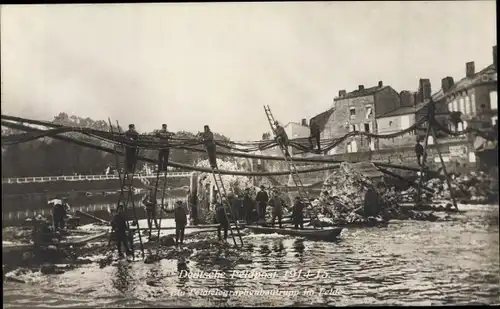 Ak Deutscher Feldtelegrafen Bautrupp im Felde, 1914, I. WK