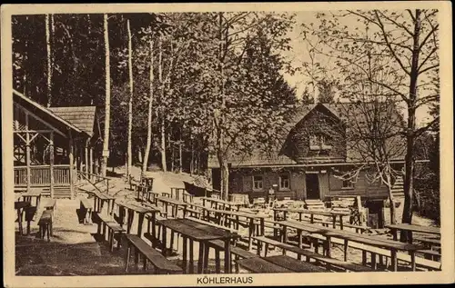 Ak Waschleithe Grünhain Beierfeld in Sachsen, Köhlerhütte Fürstenbrunn
