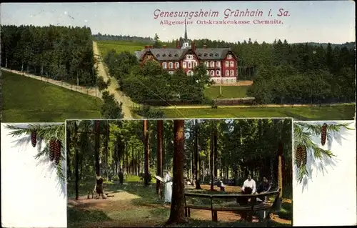 Ak Grünhain in Sachsen, Genesungsheim, Allgemeine Ortskrankenkasse Chemnitz