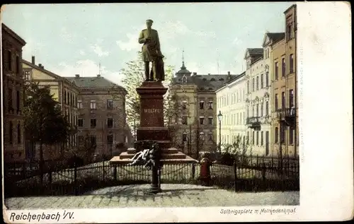 Ak Reichenbach im Vogtland, Solbrigsplatz, Moltkedenkmal