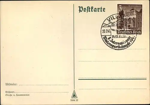 Ak Villach in Kärnten, II. Internationale Wintersportkämpfe 1941, Ski Meisterschaften