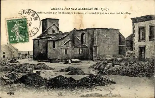 Ak Bazeilles Ardennes, im Krieg zerstörte Kirche