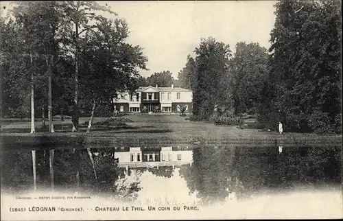 Ak Leognan Gironde, Chateau Le Thil, Un coin du Parc