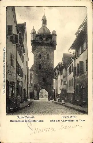 Ak Sélestat Schlettstadt Elsass Bas Rhin, Rittergasse, Ritterturm