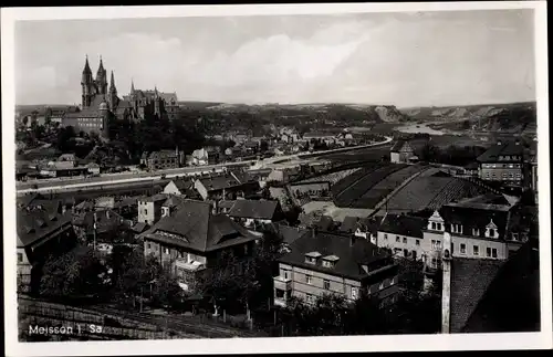 Ak Meißen Sachsen, Teilansicht, Luftbild, Albrechtsburg