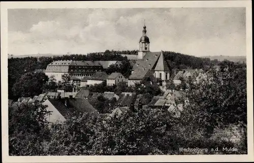 Ak Wechselburg in Sachsen, Teilansicht, Kirche