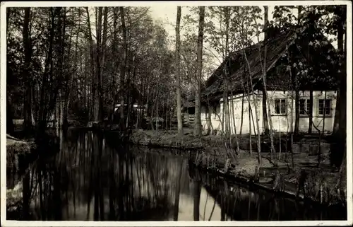 Ak Lehde Lübbenau im Spreewald, Bootsanlegestelle, Spreepartie