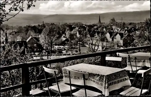 Ak Holzminden an der Weser, Restaurant Felsenkeller, Blick auf den Ort