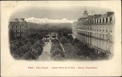 Ak Pau Pyrénées-Atlantiques, Place Royal, Grand Hotel de la Paix