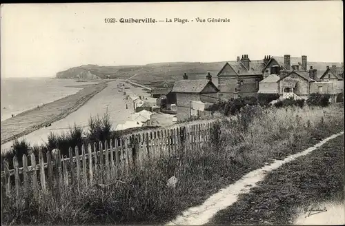 Ak Quiberville Seine-Maritime, La Plage, Vue generale