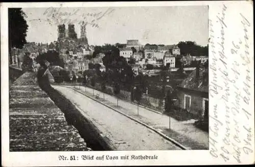 Ak Laon Aisne, Gesamtansicht, Kathedrale