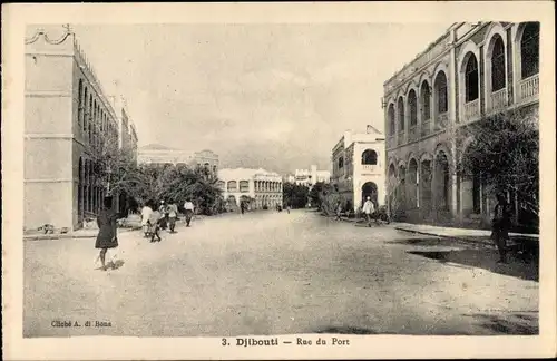Ak Djibouti Dschibuti, Rue du Port