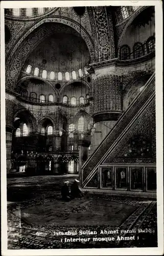 Ak Konstantinopel Istanbul Türkei, Interieur Mosque Ahmet