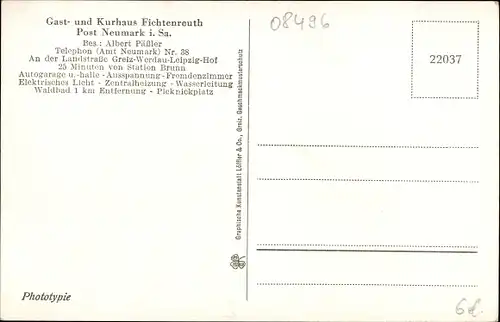 Ak Fraureuth Sachsen, Gasthaus Fichtenreuth