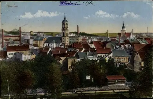 Ak Werdau an der Pleiße in Sachsen, Blick auf den Ort