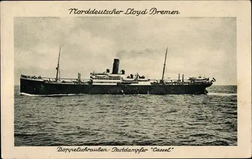 Ak Dampfer Kassel, Doppelschrauben Postdampfer, Norddeutscher Lloyd Bremen