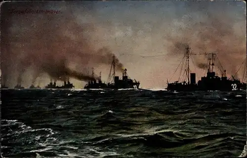 Ak Deutsche Kriegsschiffe, Torpedobootsmanöver