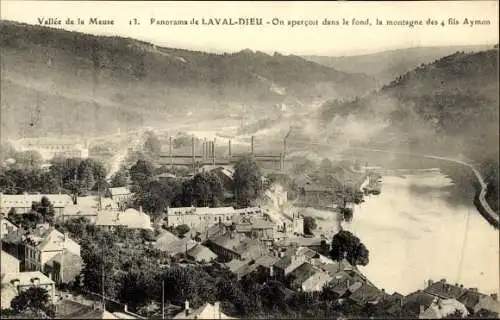 Ak Monthermé Ardennes, Kloster Laval Dieu, Teilansicht, Luftbild