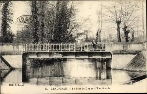 Ak Gradignan Gironde, Le Pont du Gay sur l'Eau Bourde