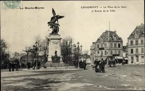 Ak Chaumont Haute-Marne, La Place de la Gare et Entrée de la Ville