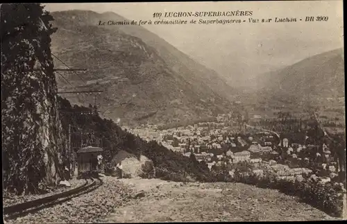 Ak Superbagnères Luchon Haute Garonne, Vue sur Luchon, Chemin de Fer