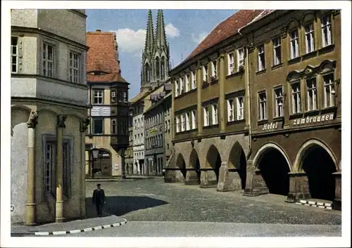 Ak Görlitz in der Lausitz, Untermakt mit Laubengang, Peterskirche, Waage, Ratsapotheke, Hotel