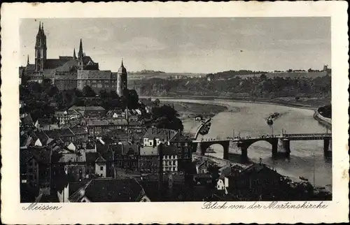 Ak Meißen Sachsen, Blick von der Martinskirche, Albrechtsburg und Stadt