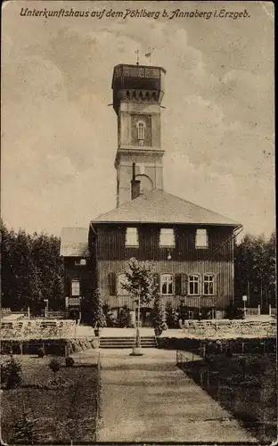 Ak Annaberg Buchholz, Pöhlberg, Unterkunftshaus, Turm,