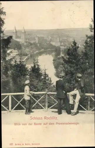 Ak Rochlitz an der Mulde, Schloss, Blick von der Bastei auf dem Promenadenwege