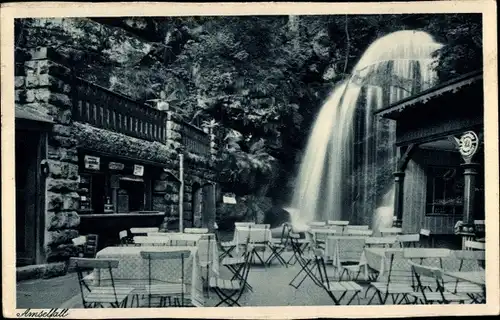 Ak Lohmen Sächsische Schweiz, Amselfall, Wasserfall