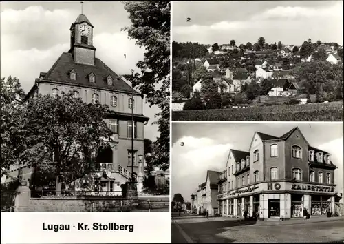 Ak Lugau Kreis Stollberg in Sachsen, Rathaus, Teilansicht, Stollberger Strtaße